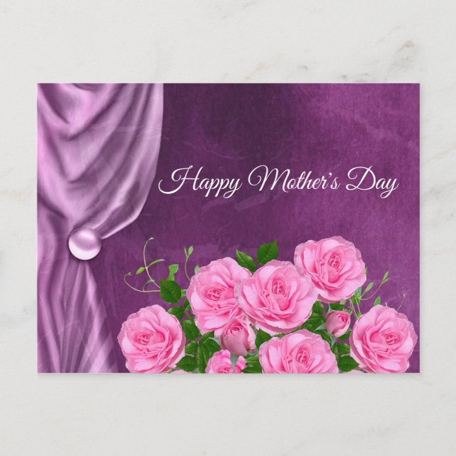 Elegant, Textur, Rosa Rosor Vykort (Framsida)