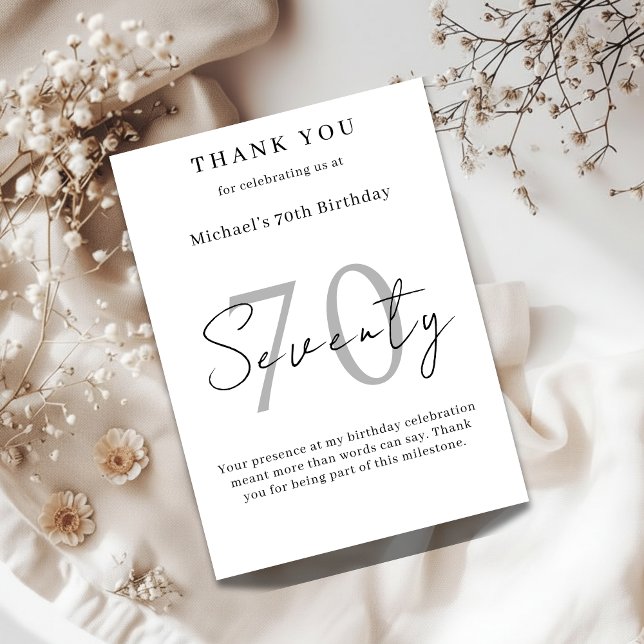 Elegant Thank You Card for 70th Birthday Celebrati Tack Kort (Skapare uppladdad)