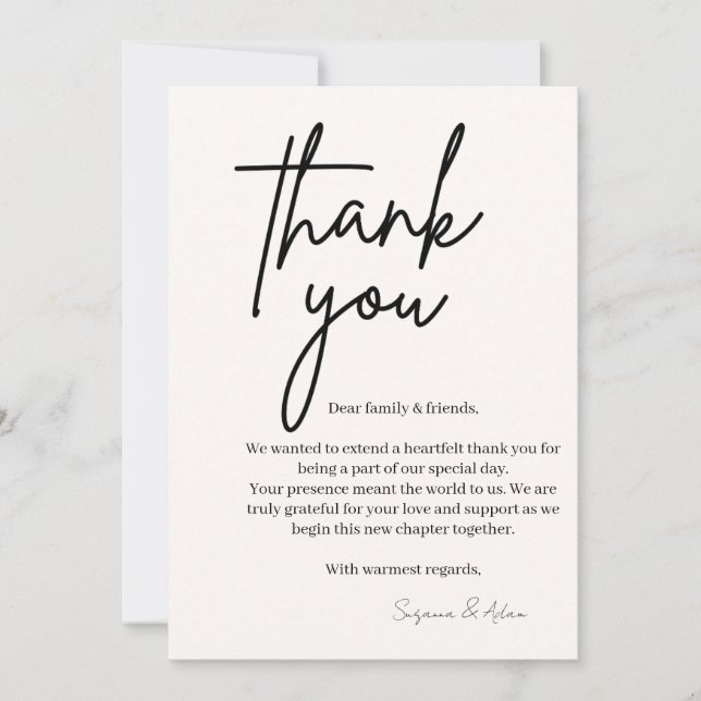 elegant thank you card tack kort (Framsida)