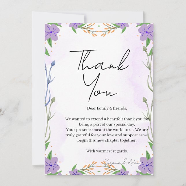 elegant thank you card tack kort (Framsida)