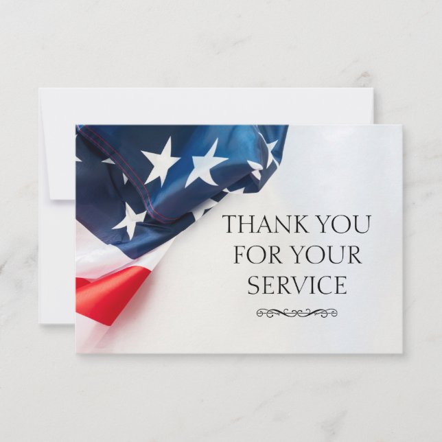 Elegant Thank You Military Veteran Flag Cards Tack Kort (Framsida)