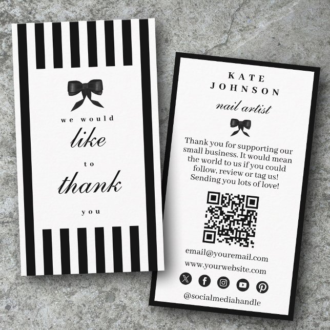 Elegant Thank You Support Small Business  Visitkort (Elegant Thank You Support Small Business Business Card)