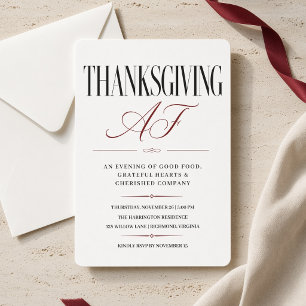 Elegant Thanksgiving AF familjemiddag Inbjudningar