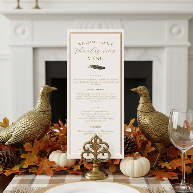 Elegant Thanksgiving Dinner Fall Pheasant Feather  Meny (Skapare uppladdad)