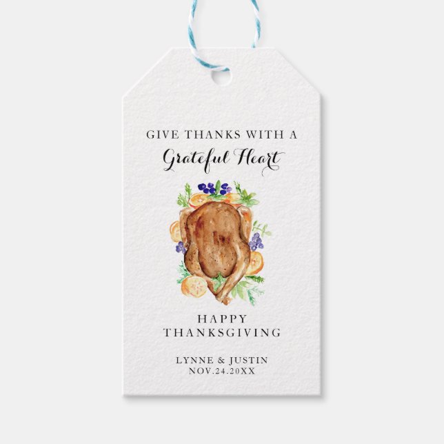 Elegant Thanksgiving Dinner Give Thanks Grateful Presentetikett (Framsidan)