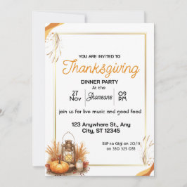 Elegant Thanksgiving Dinner Inbjudningar