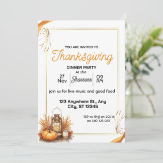 Elegant Thanksgiving Dinner Inbjudningar