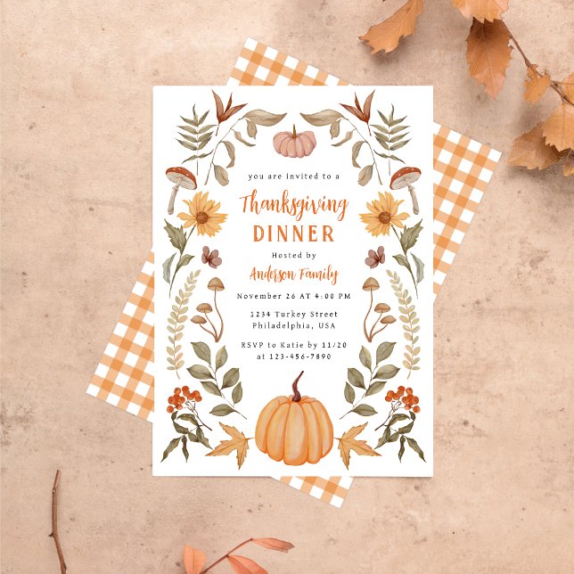 Elegant Thanksgiving Dinner Pumpkin Höst löv Inbjudningar (Skapare uppladdad)