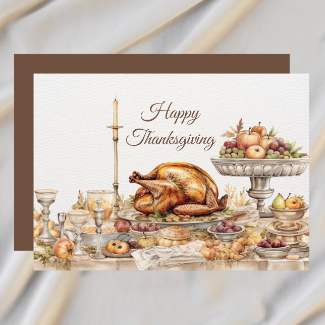 Elegant Thanksgiving Feast Happy Thanksgiving Julkort (Skapare uppladdad)