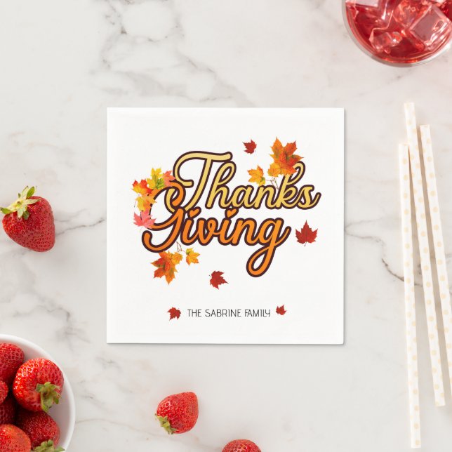 Elegant Thanksgiving foliage autumn fall  Pappersservett (Insitu)