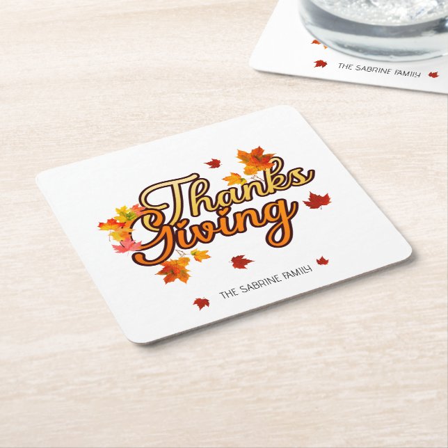 Elegant Thanksgiving foliage autumn fall  Underlägg Papper Kvadrat (Vinklad)