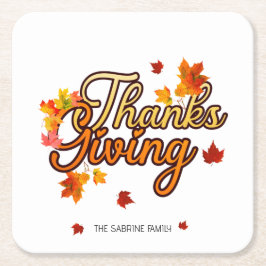 Elegant Thanksgiving foliage autumn fall  Underlägg Papper Kvadrat