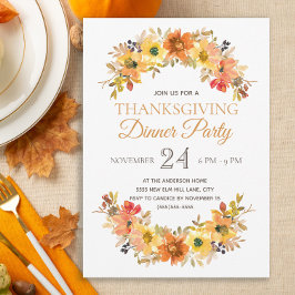 Elegant, Thanksgiving för Höst löv Blommigt, midda Inbjudningar