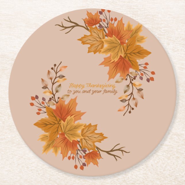 Elegant Thanksgiving för underhållning Underlägg Papper Rund (Framsidan)