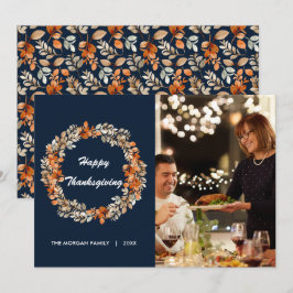 Elegant Thanksgiving Foto för Lämnar höstkrans Julkort