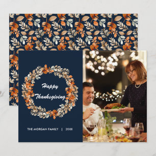 Elegant Thanksgiving Foto för Lämnar höstkrans Julkort
