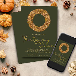Elegant Thanksgiving Höstandekrans på Grönt Inbjudningar