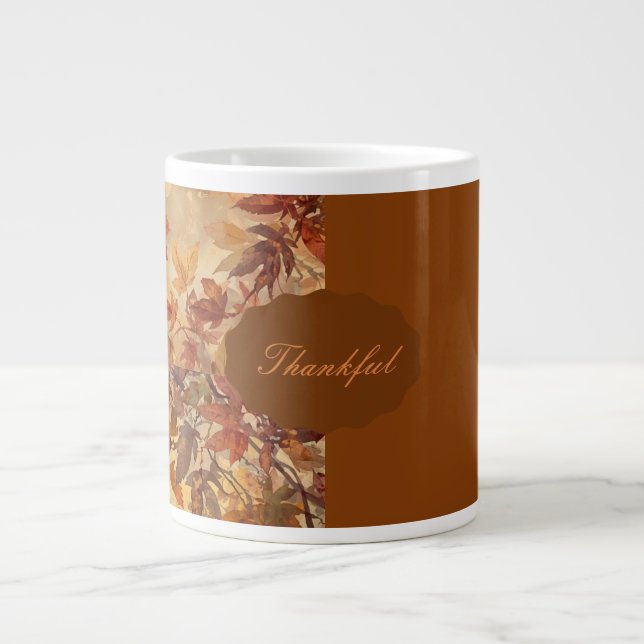Elegant,Thanksgiving, Höstlöv,Rustik Jumbo Mugg (Framsidan)