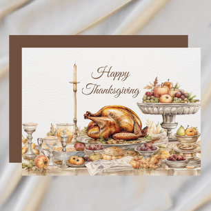 Elegant Thanksgiving-måltid God Jul och Gott tack Julkort
