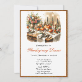 Elegant Thanksgiving-middag Högtidlig Inbjudan