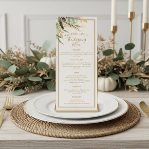 Elegant Thanksgiving Middag Höst Fjäder Meny