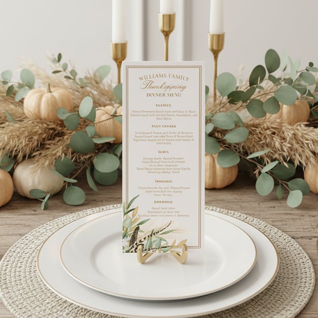 Elegant Thanksgiving-middag Höstlöv Fjäder Meny (Skapare uppladdad)