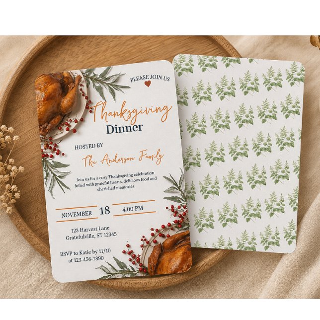 Elegant Thanksgiving-middag Höstlöv  Inbjudningar (Skapare uppladdad)