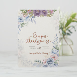 Elegant Thanksgiving Önskemål Blommigt Blesser Julkort
