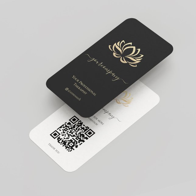 Elegant Therapist Faux Guld Lotus Hälsa Spa Visitkort (Elegant Therapist Black Gold Lotus Wellness Spa Business Card
)