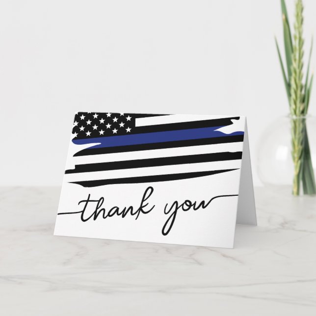 Elegant Thin Blue Line Flagga Polischef Tack Kort (Framsida)
