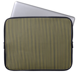 Elegant Thin Guld & Navy Blue Lodrät Rand Laptop Fodral