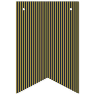Elegant Thin Guld & Navy Blue Lodrät Rand Vimplar