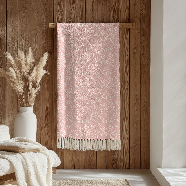 Elegant Throw Blanket Pastel Pink Minimalist Waves Fleecefilt (Elegant Throw Blanket Pastel Pink Minimalist Waves)