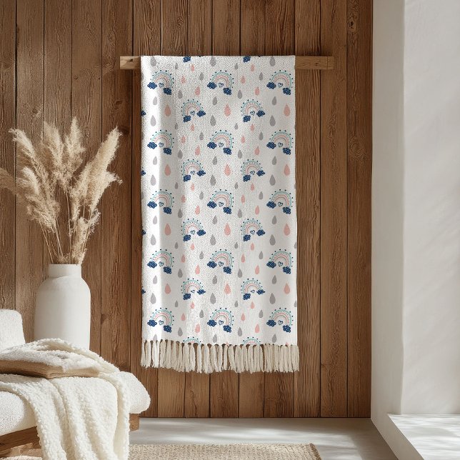 Elegant Throw for Kids Navy Pink Rainbows Style Fleecefilt (Elegant Throw for Kids Navy Pink Rainbows Style)