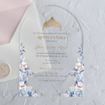 Elegant Tiara Guld Blue ro Quinceañera