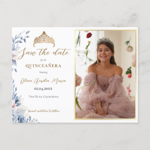 Elegant Tiara Quinceañera Photo Spara datumet Meddelande Vykort