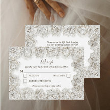 Elegant Tidlös Spets Ram QR-kod Bröllop