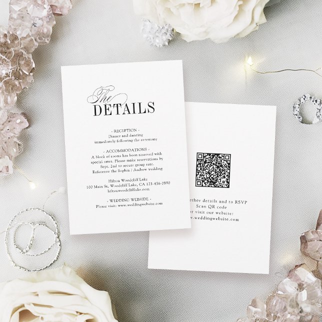Elegant Tidlös Typografi Enkla Bröllopsdetaljer Anteckningskort (Elegant Timeless Typography Simple Wedding Details Note Card)