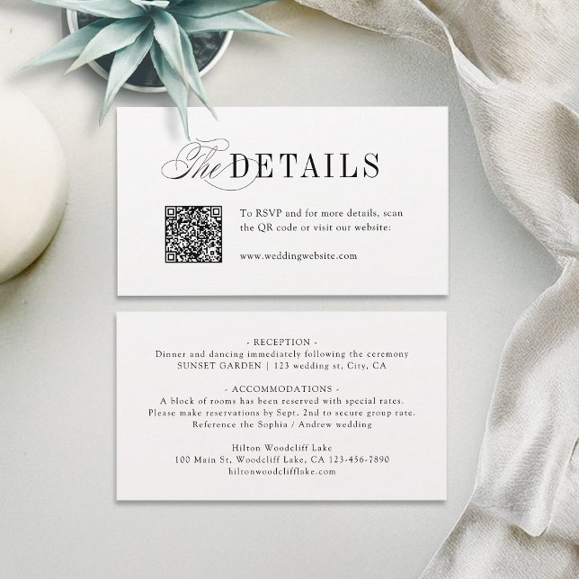 Elegant Tidlös Typografi Enkla Bröllopsdetaljer Placeringskort (Elegant Timeless Typography Simple Wedding Details Place Card)