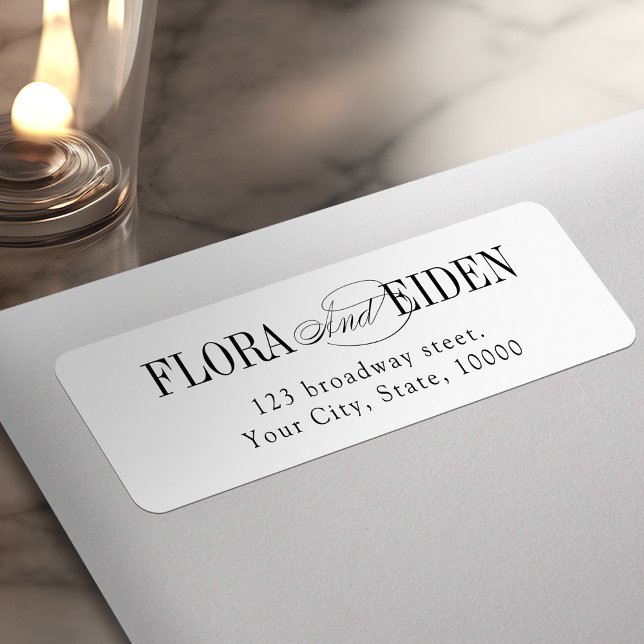 Elegant Tidlös Typografi Par Returadress Etikett (Elegant Timeless Typography Couples Return Address Label)