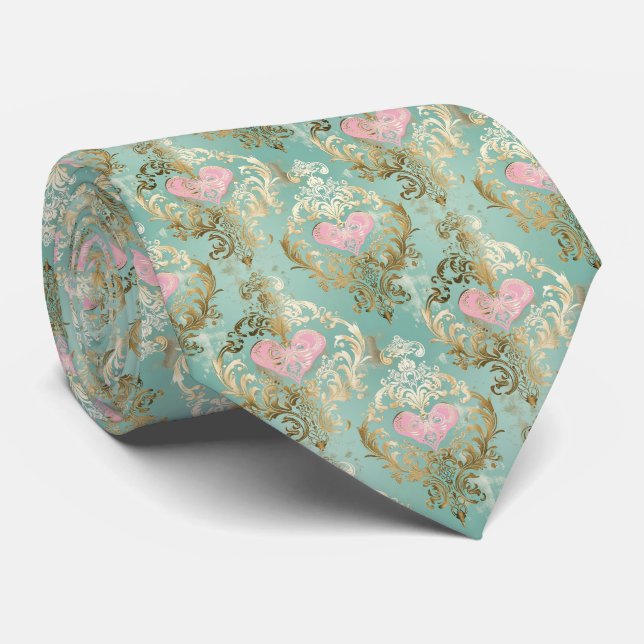 Elegant Tie i Rosa och turkos Slips (Rullad)