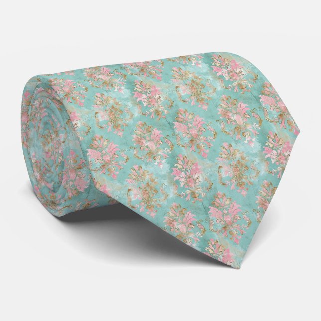 Elegant Tie i Rosa och turkos Slips (Rullad)