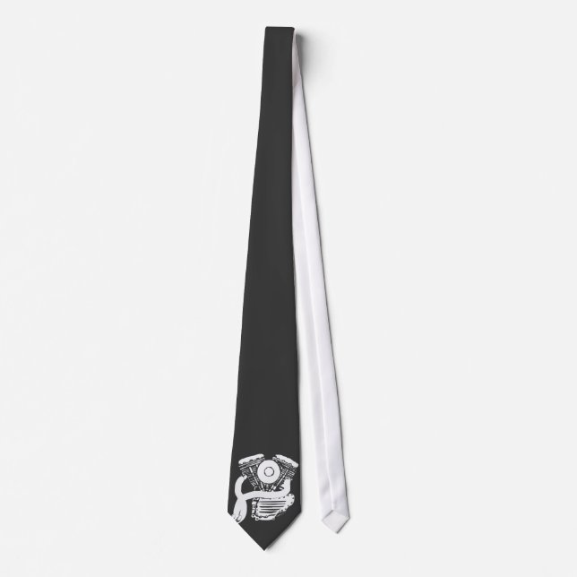 Elegant Tie med vit Harley motoriska Panhead Slips (Framsida)