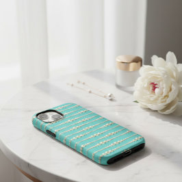Elegant Tiffany-Inspired Teal & Pearls iphone case