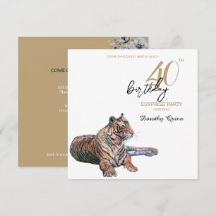 Elegant Tiger Blommigt Surprise Födelsedagsfest Inbjudningar