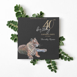 Elegant Tiger Blommigt Surprise Födelsedagsfest Inbjudningar