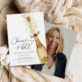 Elegant till 60-dagars fotoinbjudan inbjudningar