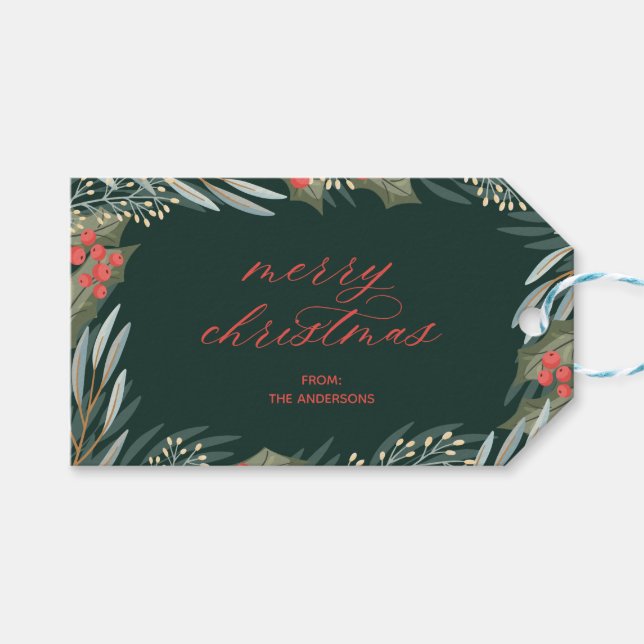 Elegant till/från Juletiketter för vinter-avverkni Presentetikett (Framsidan (Horisontell))