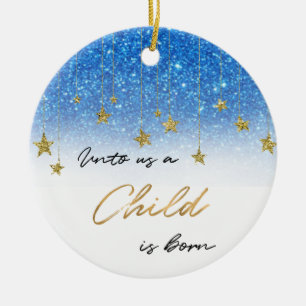Elegant till oss Skriptblått Glitter jul Julgransprydnad Keramik