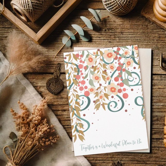 Elegant tillsammans Offert Bröllop Söt Blommigt Kort (Skapare uppladdad)